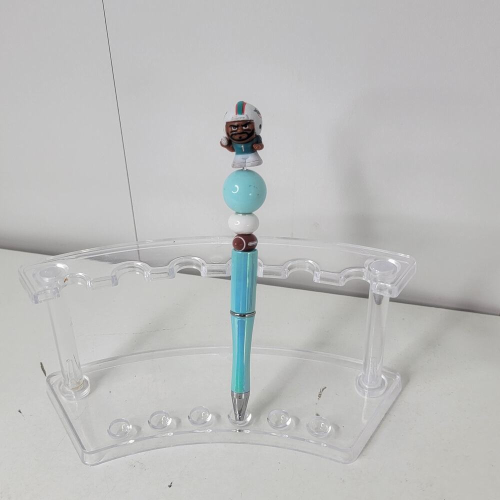 Handmade Beaded Pen Tua Tagovailoa #1 Miami Dolphins Football Theme Turquoise